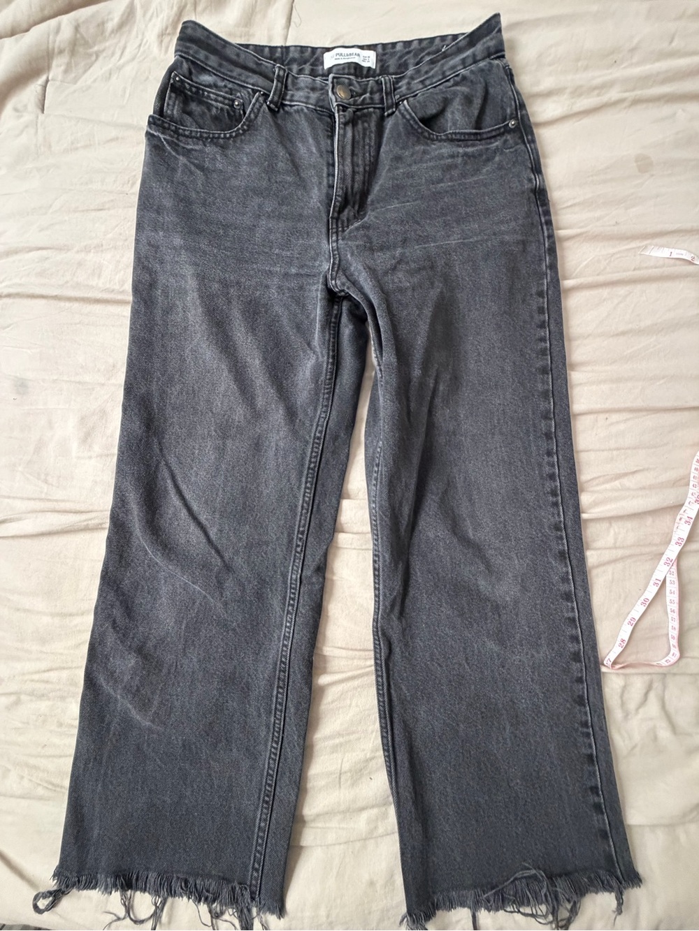 Pull&Bear Charcoal Gray Wide-Leg High-Rise Jeans